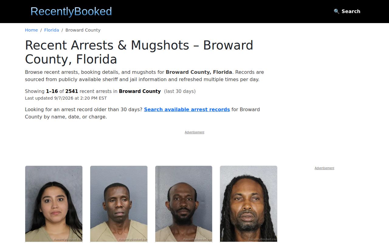 Unofficial Broward County weekly arrest aggregation interface